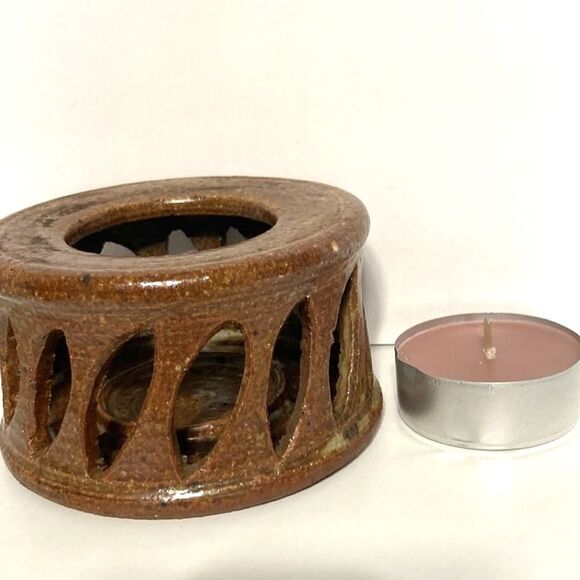 Ceramic Lantern Pottery Art Tea Light Luminary Candle Holder 2.75 in tall x 4.5 - Picture 1 of 14